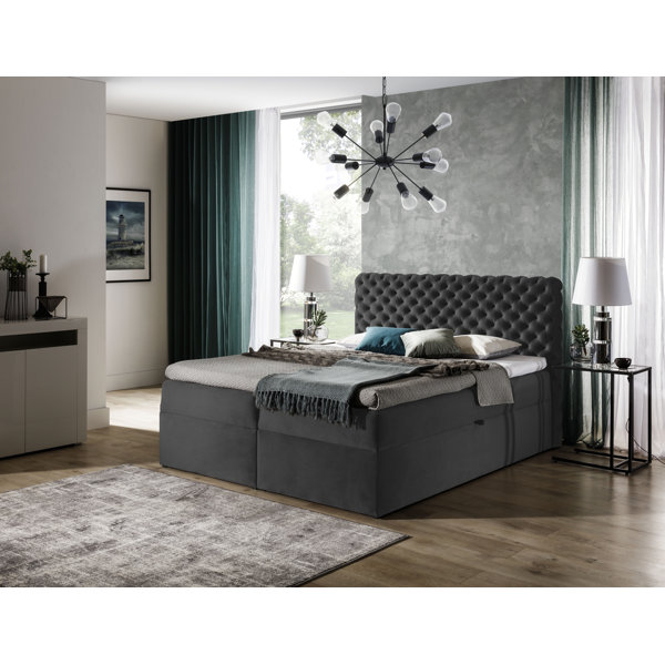 Mercer41 Boxspringbett Kirkwood mit Topper und Bettkasten | Wayfair.de